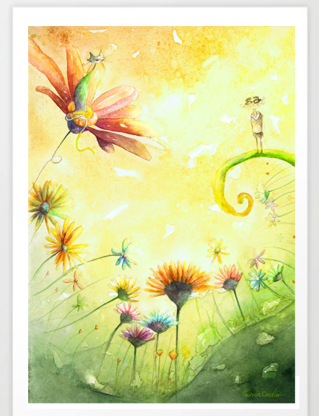 Ilustración interior y de portada.
Acuarela sobre papel